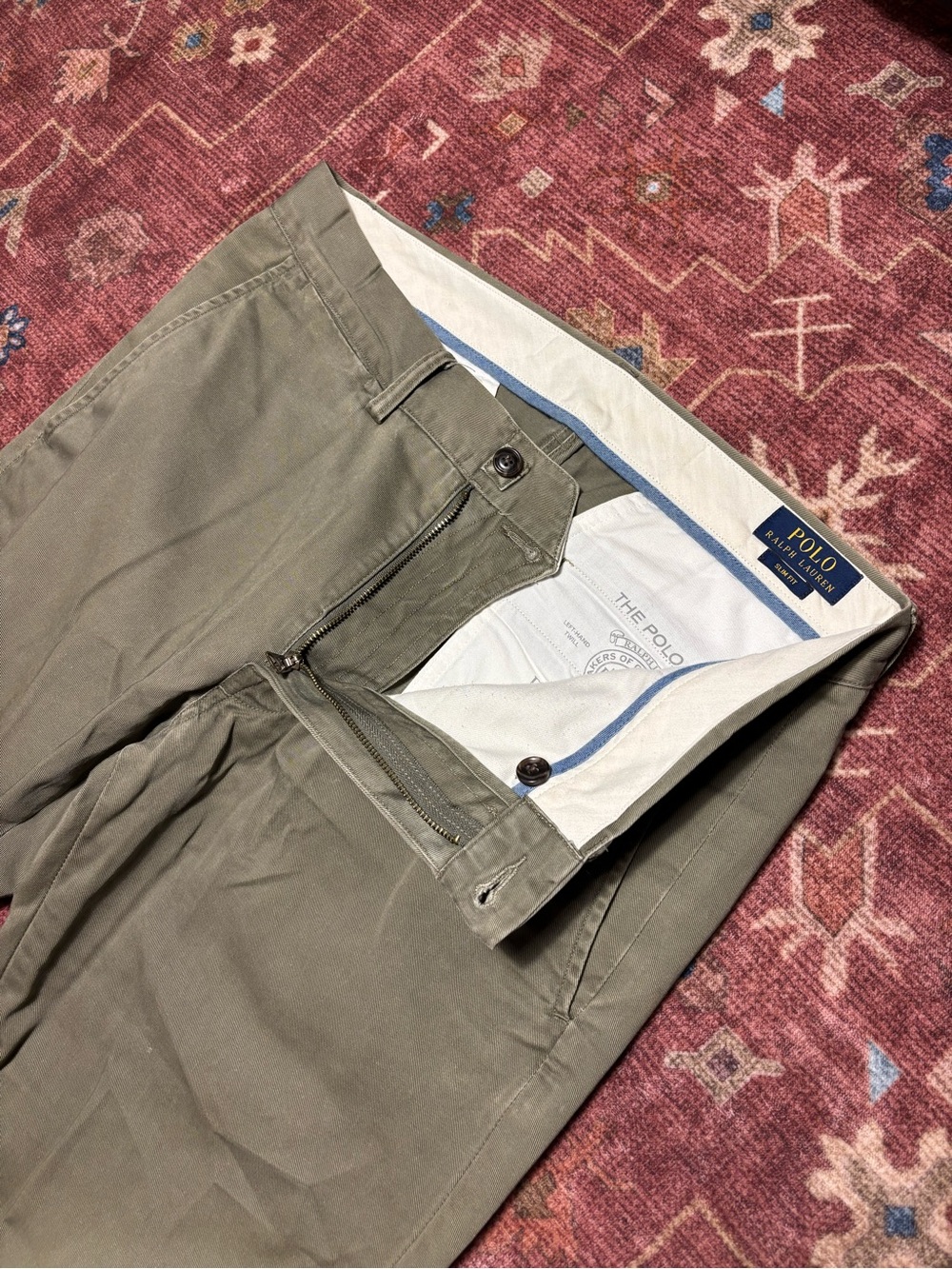 Polo Ralph Lauren Green Chino Pant Men 32x30 Straight Fit Dress Trouser Prep